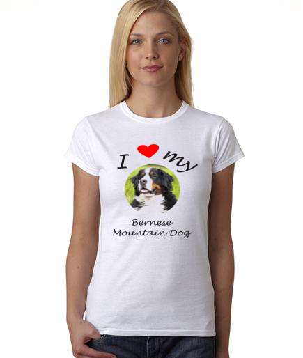 Dogs - I Heart My Bernese Mountain Dog on Womans Shirt